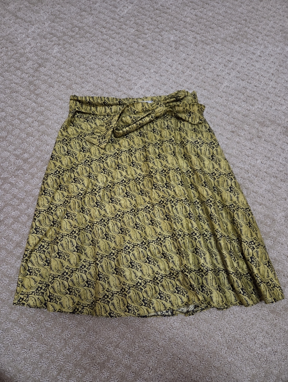 (OS) Global House Handmade Yellow Paisley A-Line Skirt